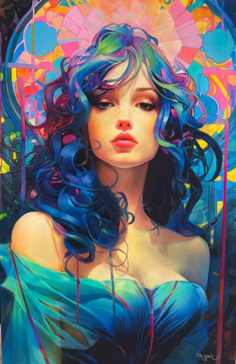 The Girl Beneath the Glass Sky Print