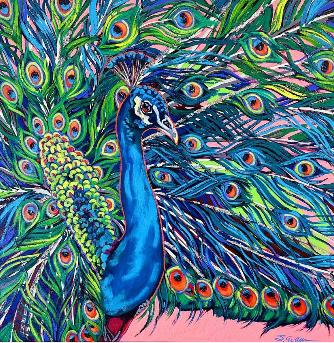 Palm Beach Peacock by Sally Evans