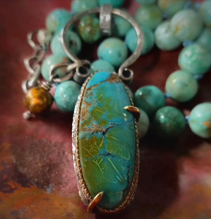 Hand Knotted Turquoise Charm Necklace & Removable Pendant