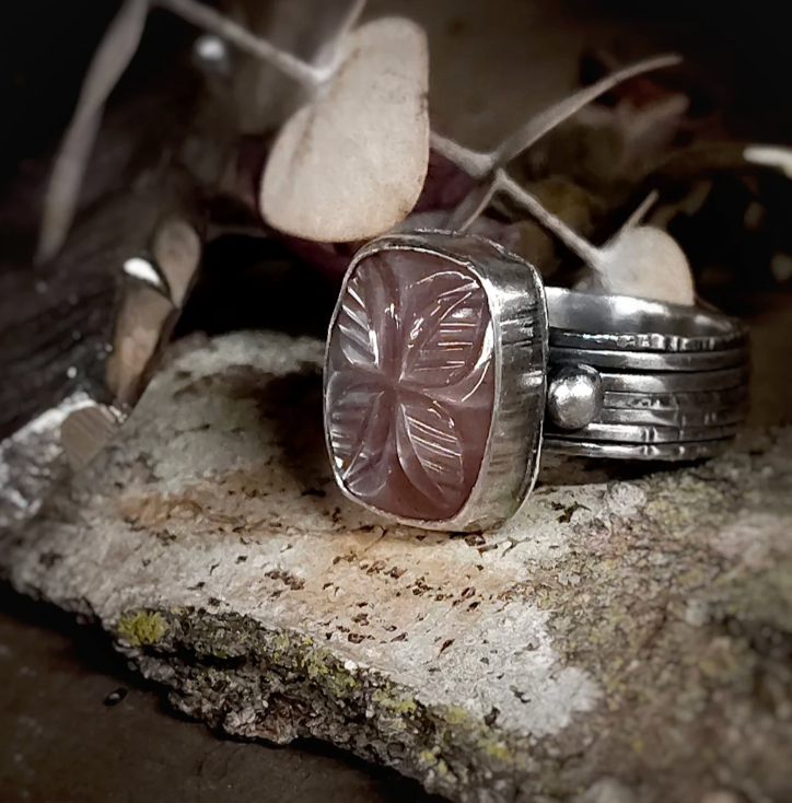 Carved Sapphire Statement Ring