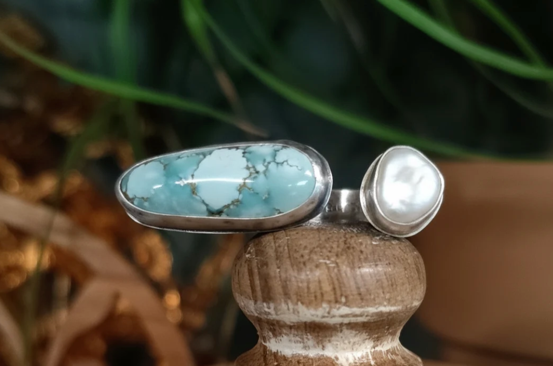 Pearl & Dry Creek Turquoise Split Ring