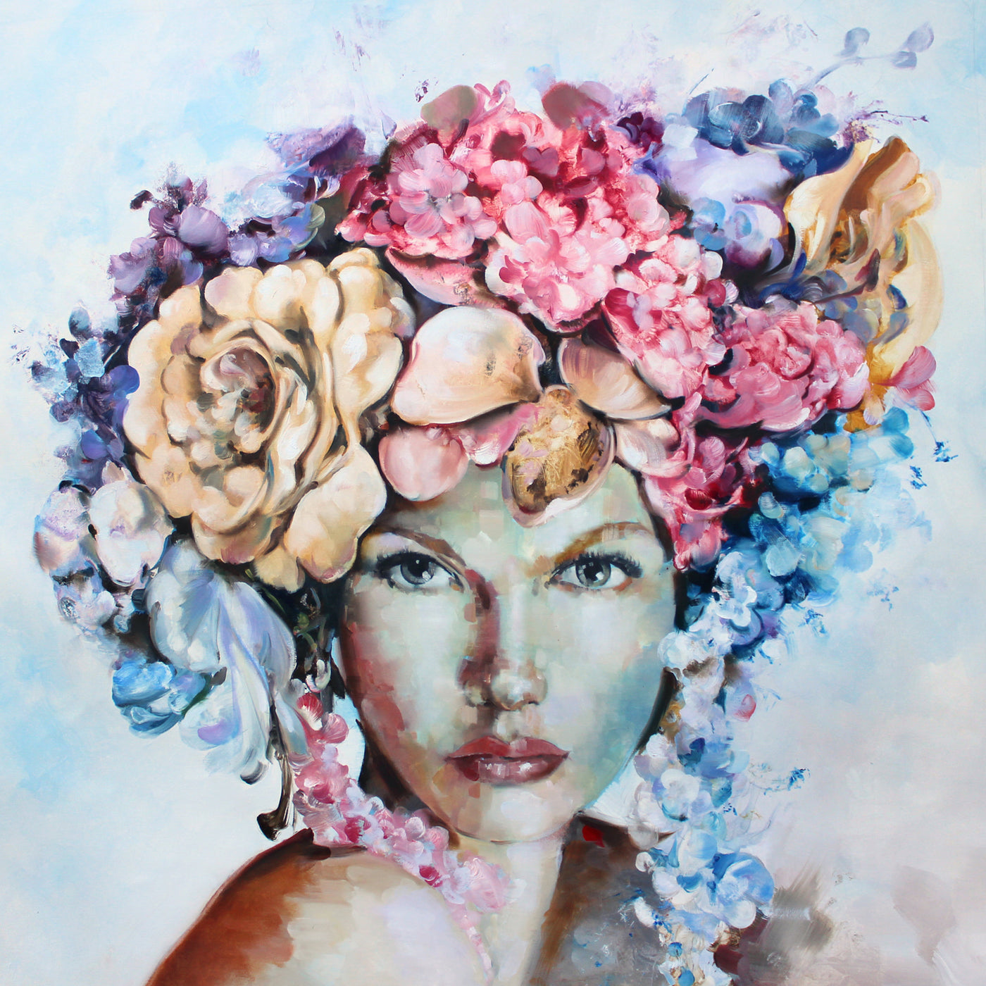 Woman with Colored Flowers